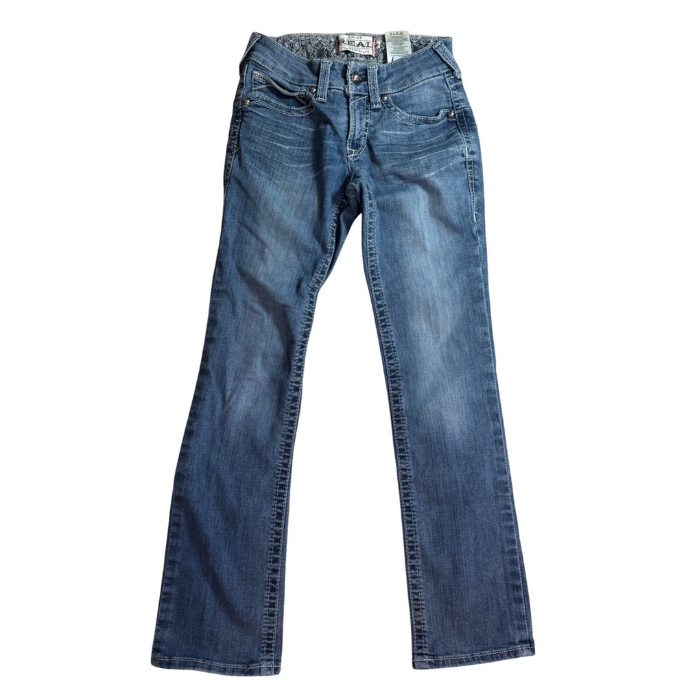 Ariat REAL Denim Womens 26S Blue Mid Rise Bootcut Jeans AW 4044 E Paisley Lining - Picture 10 of 12